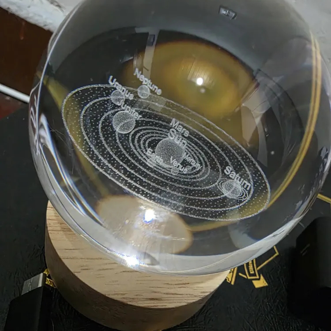 Lámpara En Bola De Cristal 3d Sistema Solar